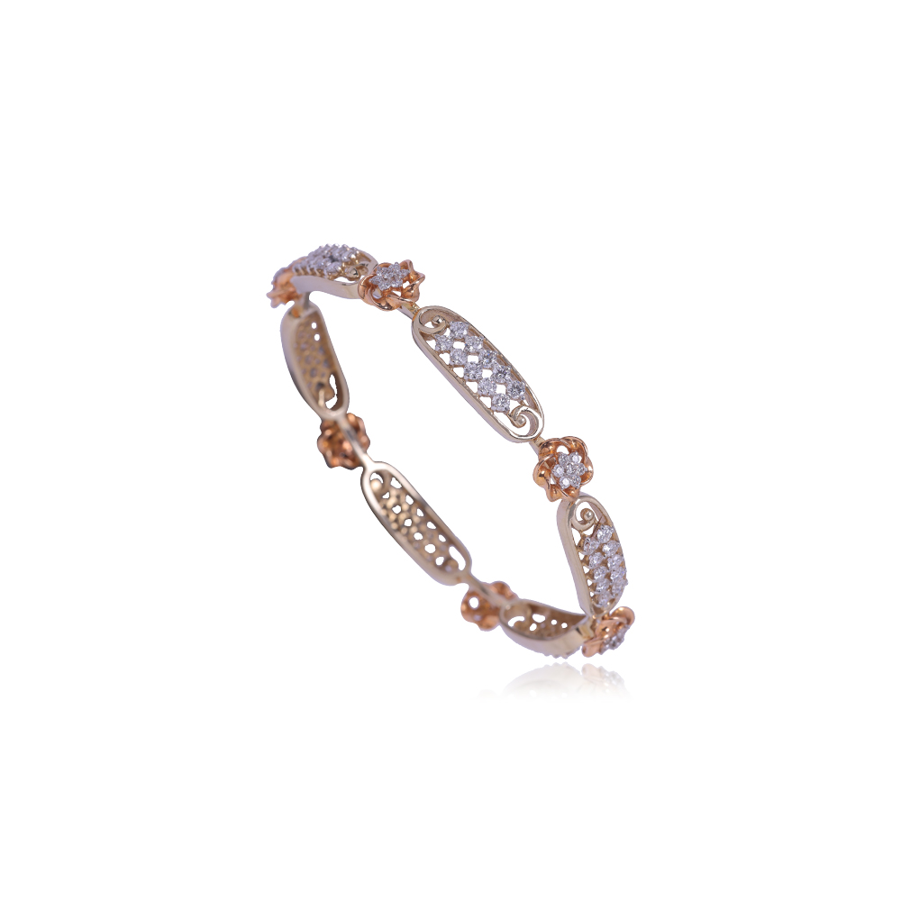 Floral Diamond Studed Bangle