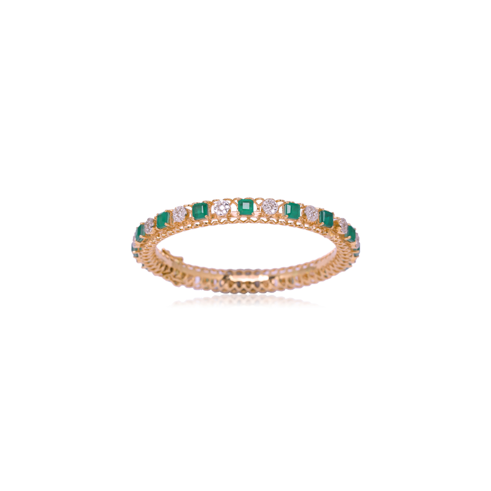 Emerald Studded Diamond Bangle