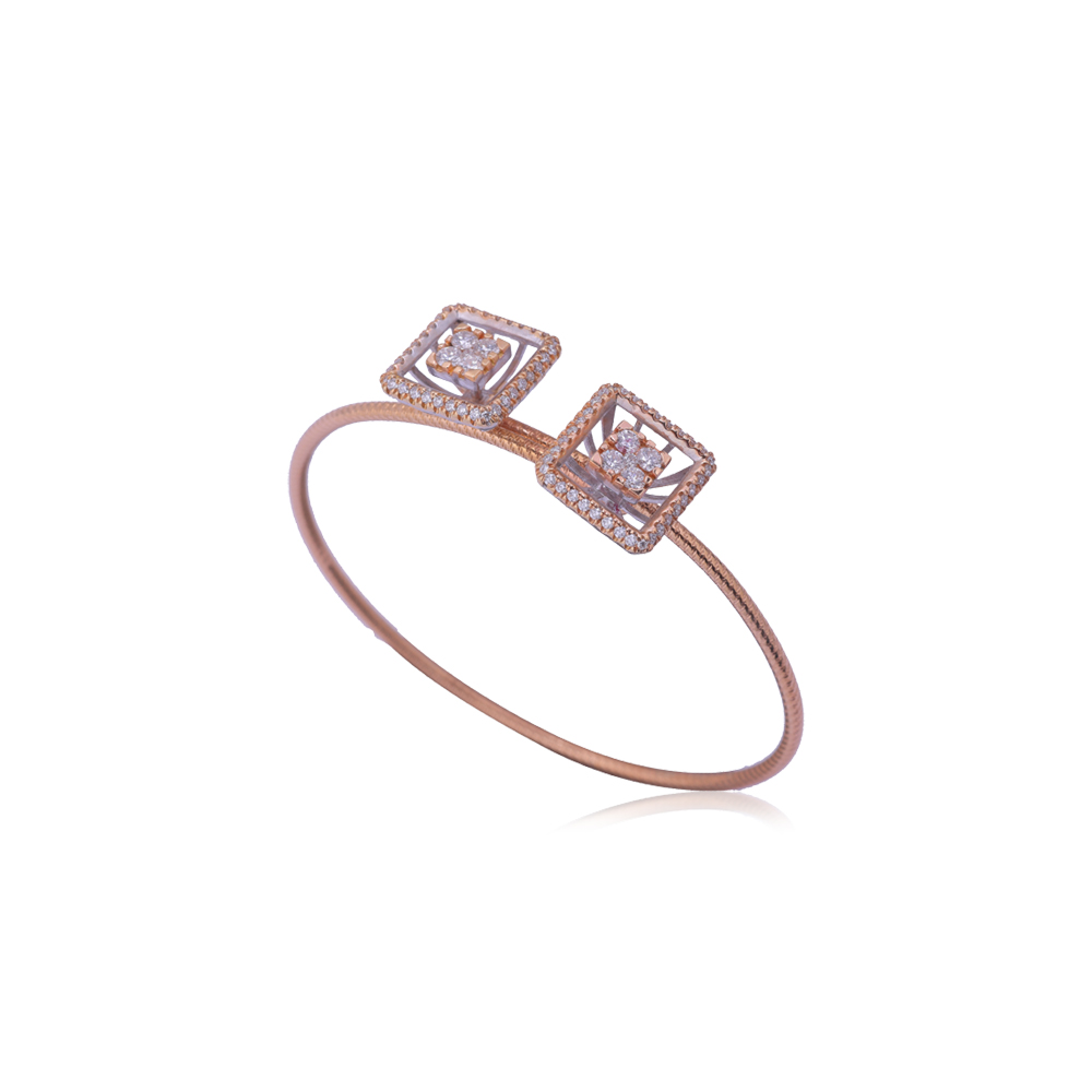 Pristine Square Gold & Diamond Bracelet