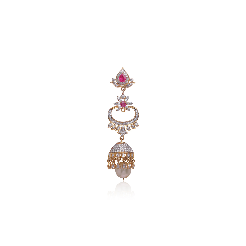 Dianty Rubies & Diamond Studded Jhumkas