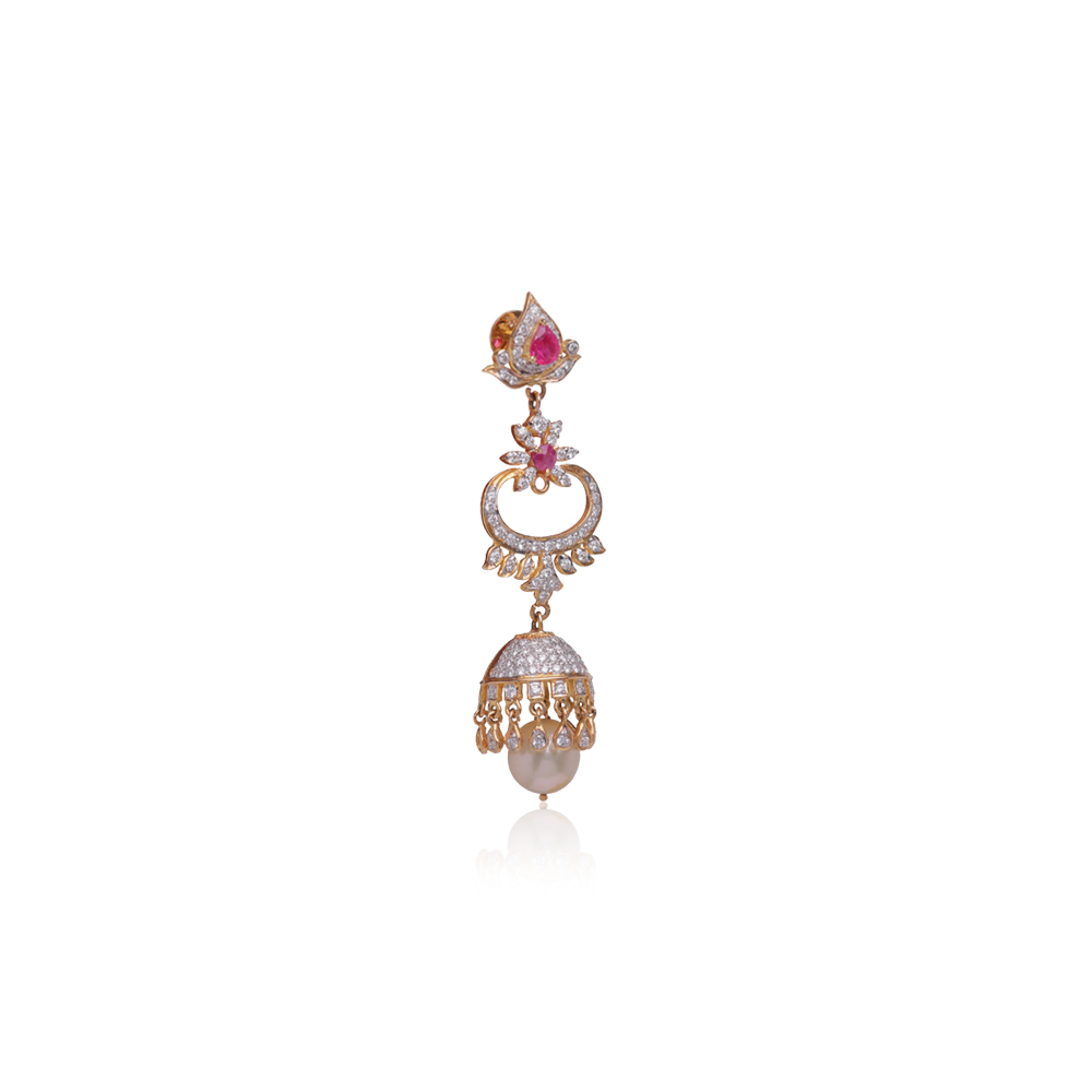 Dianty Rubies & Diamond Studded Jhumkas