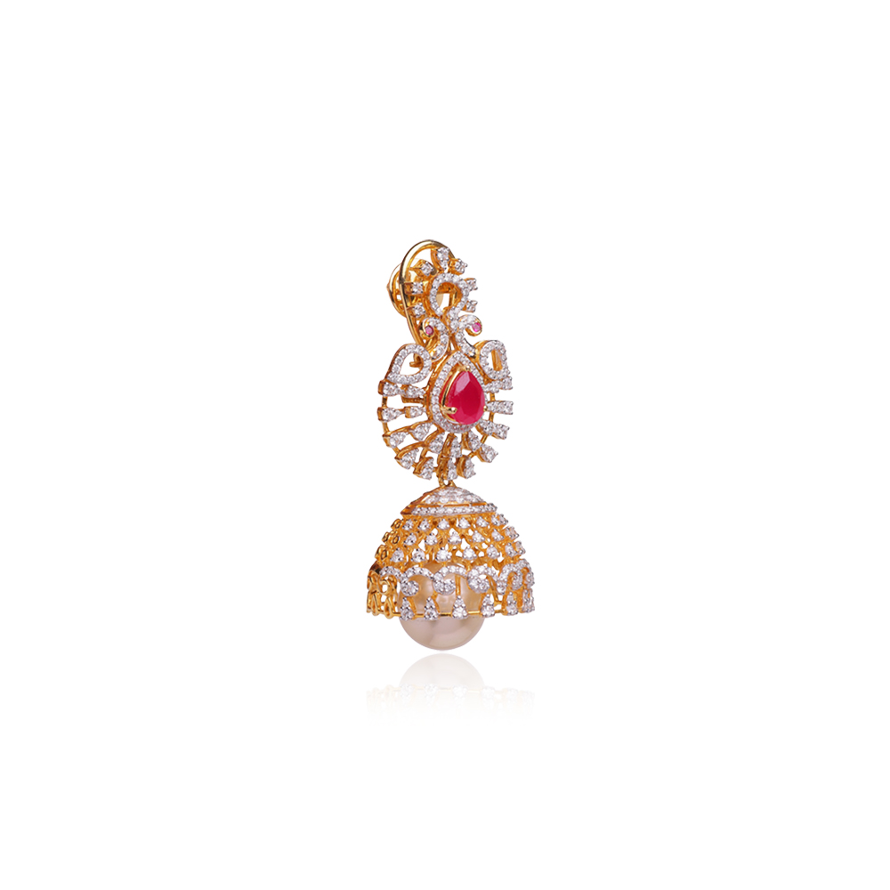 Striking Ruby Diamond Jhumkas