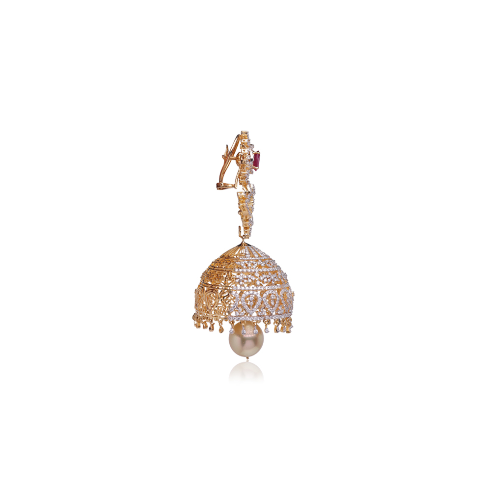 Elegant Rubies & Diamond Jhumkas