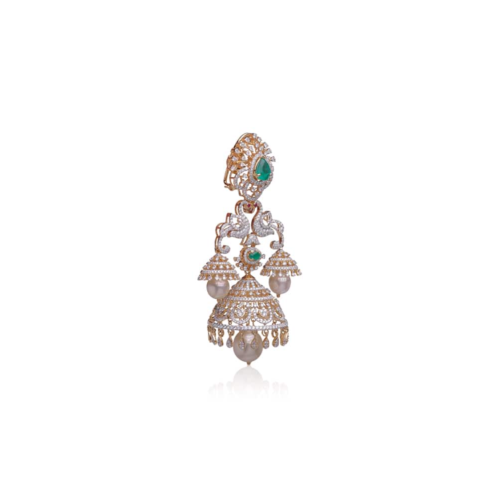 Enamouring Diamond Chandelier Jhumkas