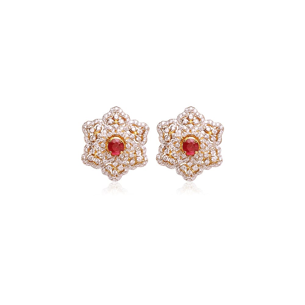 Curvy Floral Diamond Studs