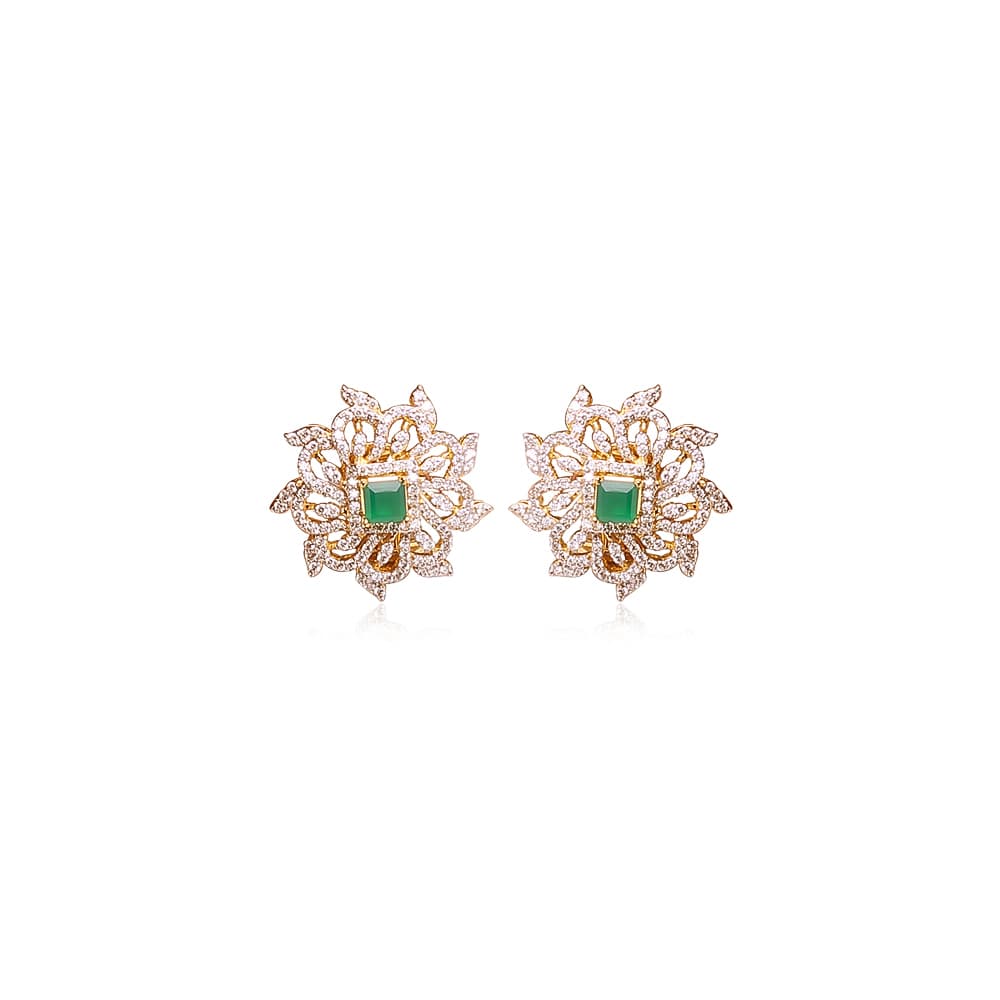 Delightful Emerald Diamond Studs