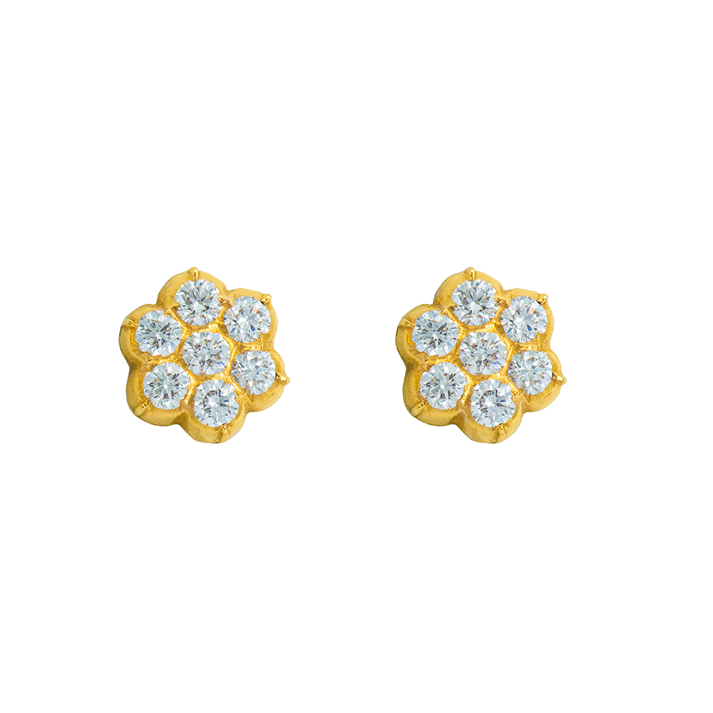 Flowery Close Setting Diamond Studs