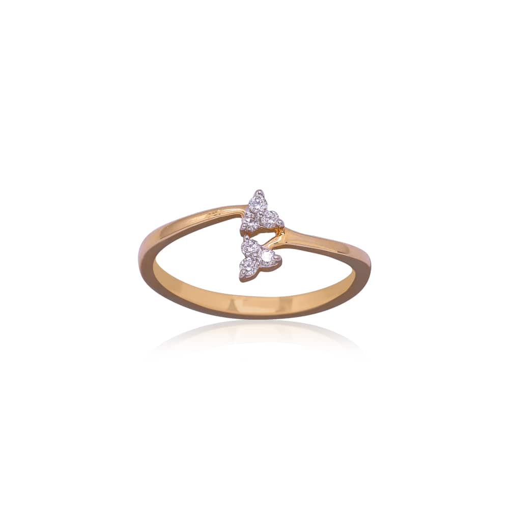 Three Diamond Leaf Diamond Ring