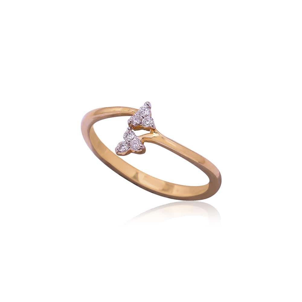 Three Diamond Leaf Diamond Ring