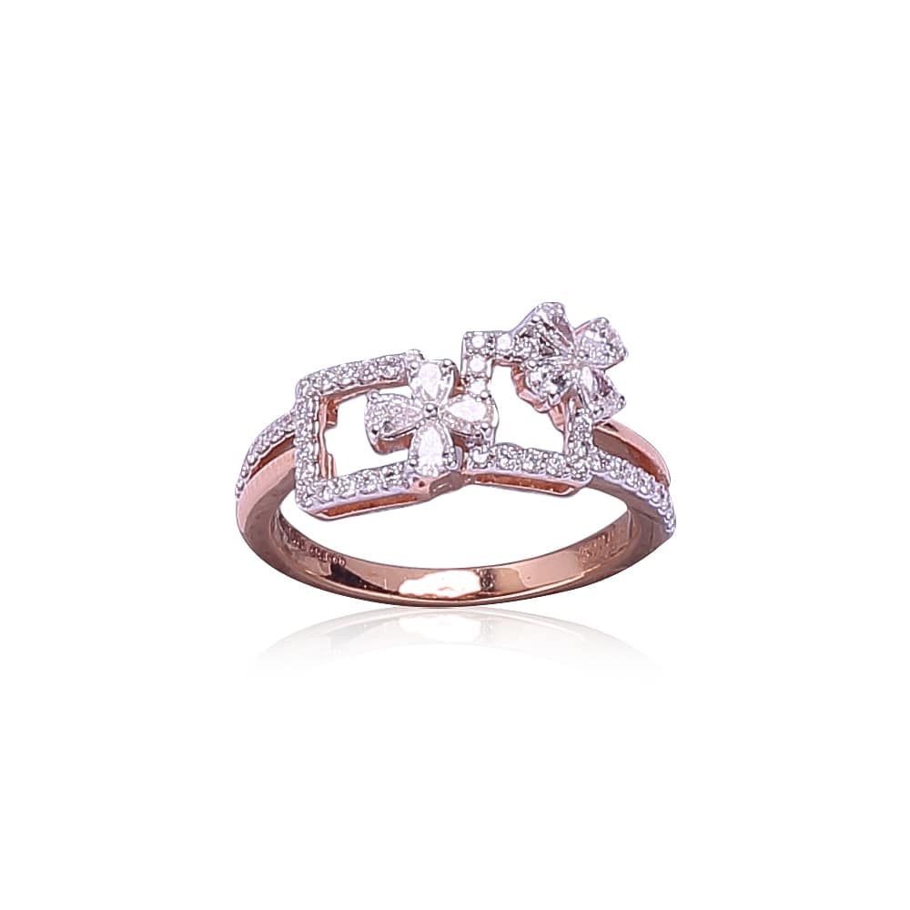 Geometric Floral Diamond Ring