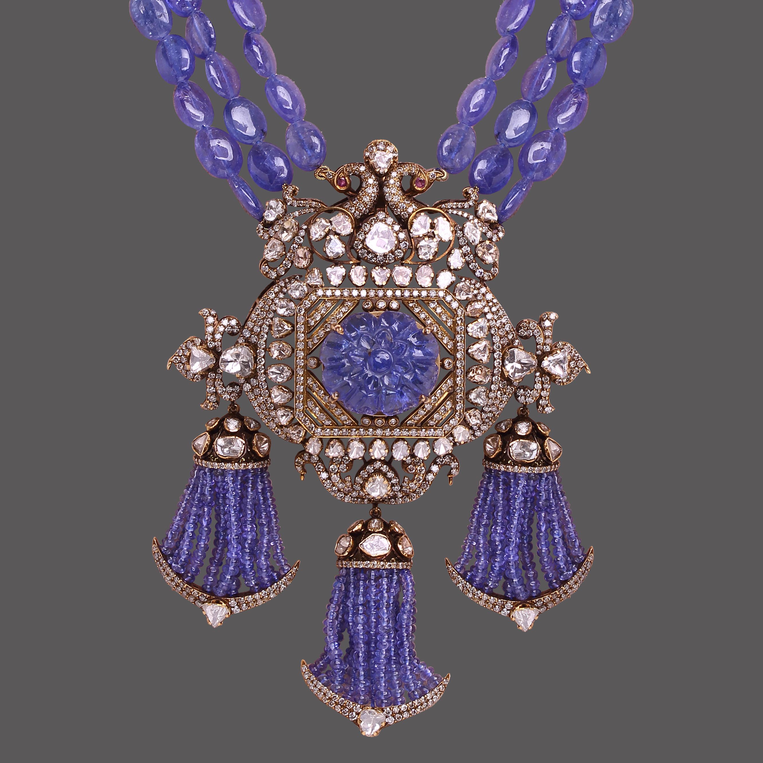 Tanzanite Peacock Treasure Necklace