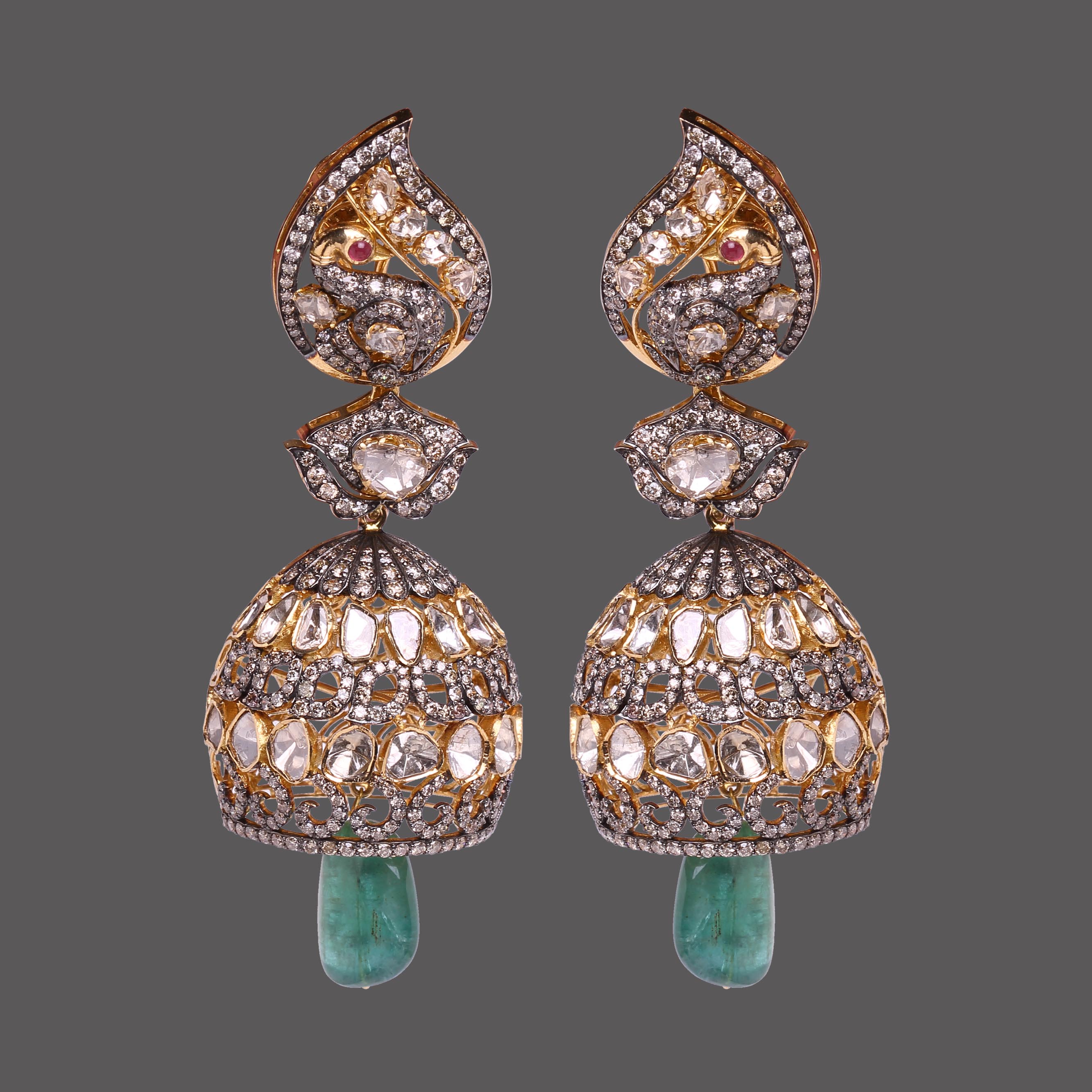 Peacock Heritage Polki Earrings