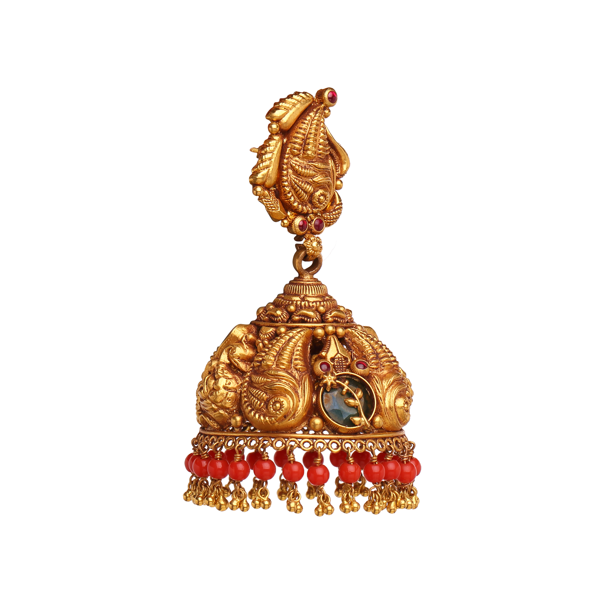 Coral Gold Jhumkis