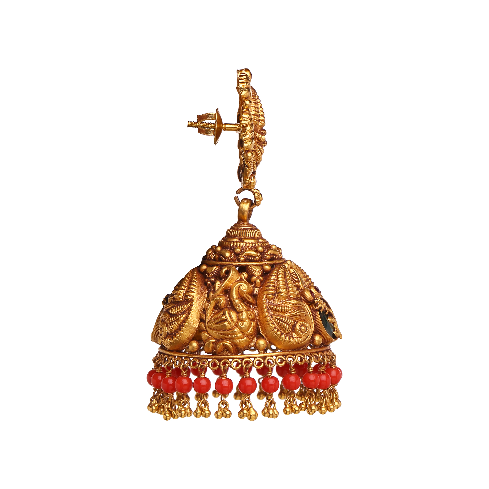 Coral Gold Jhumkis