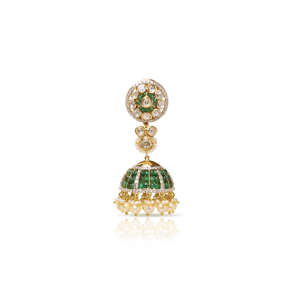 Shimmering Polki Jhumki