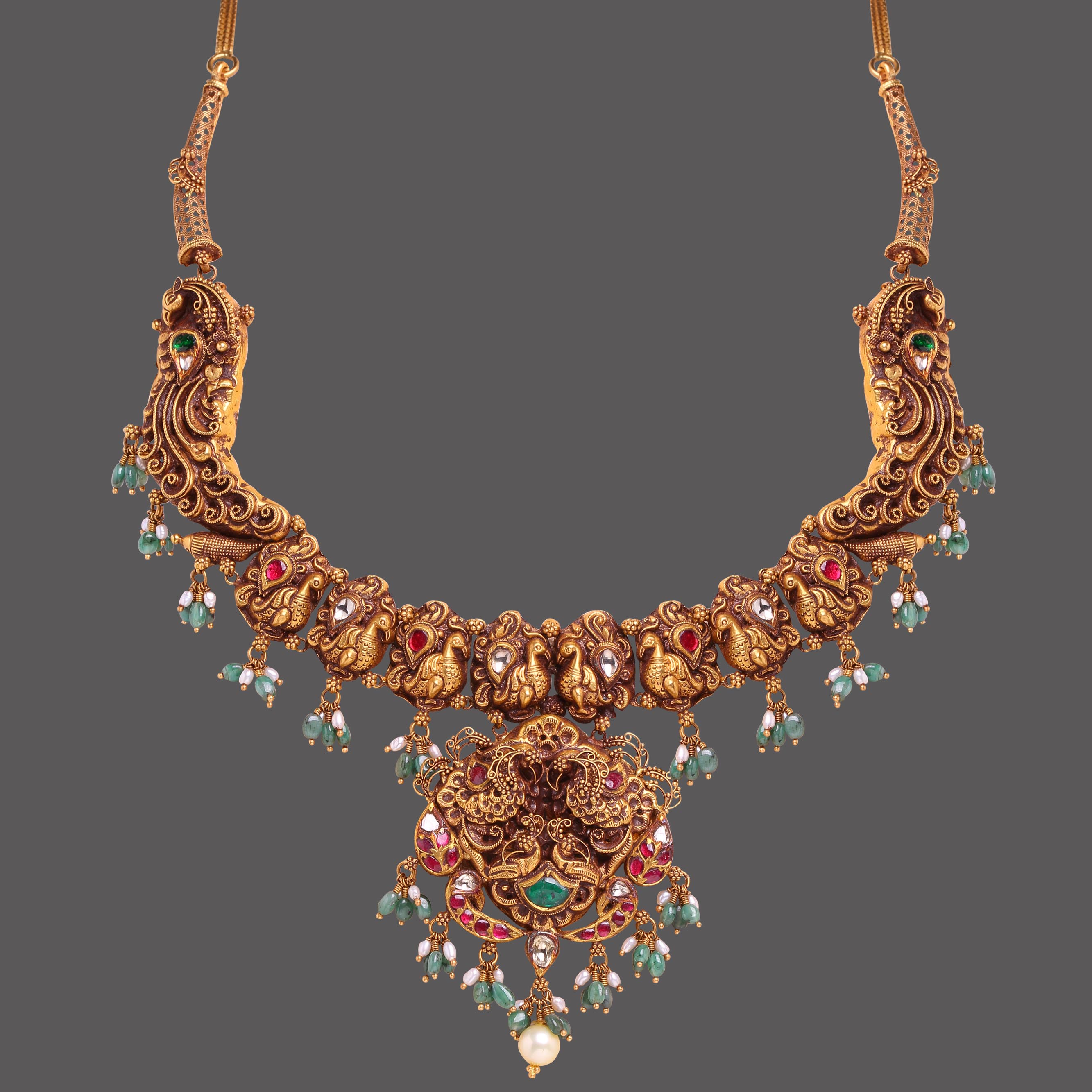 Peacock Inspired Nakshi Necklace