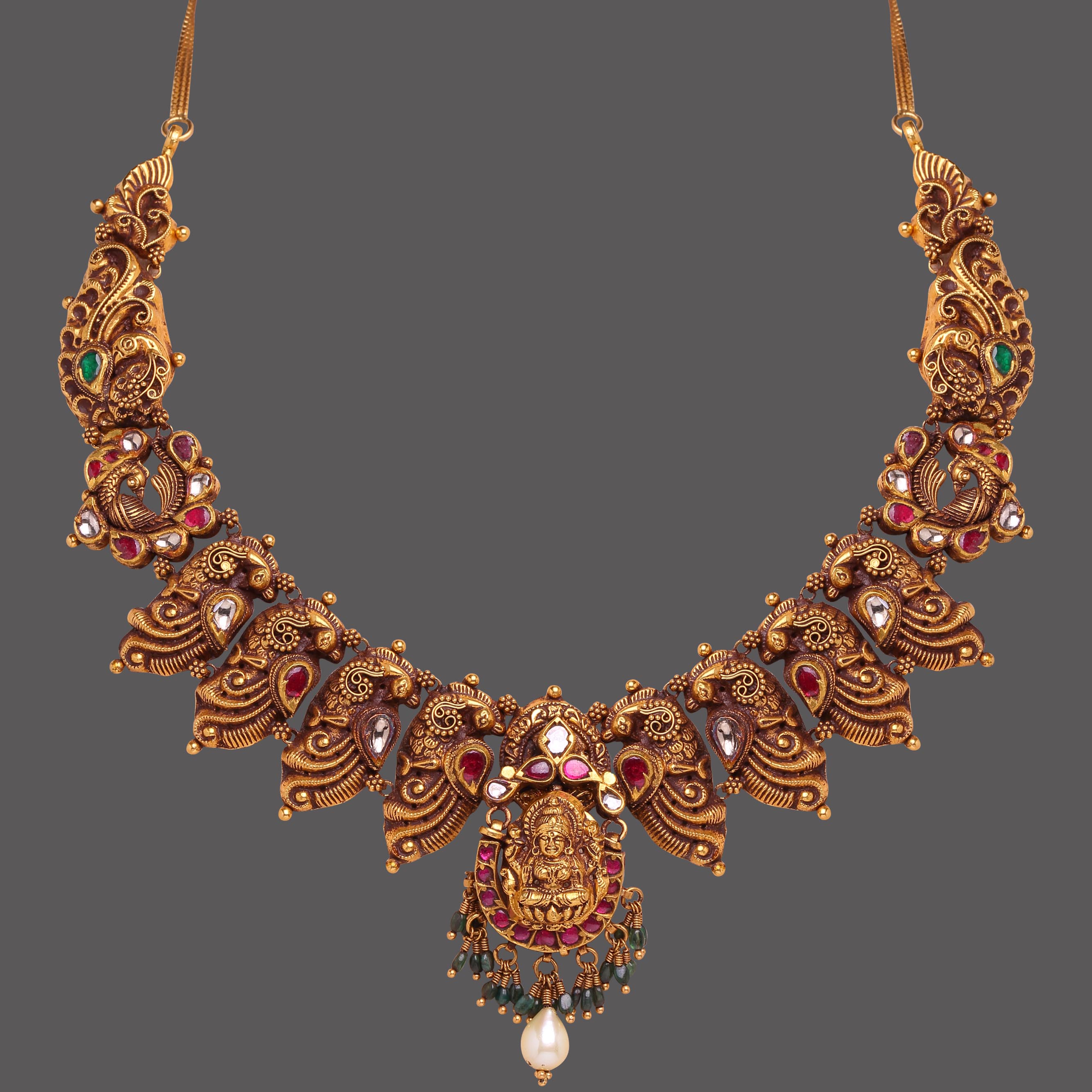 Laxmi Goddess Ruby Studded  Necklace