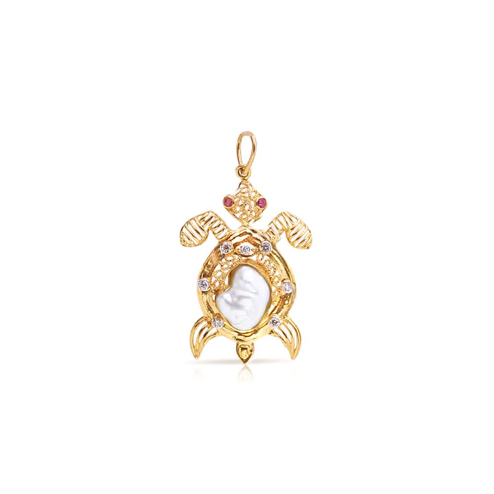 Turtle Pearl Gold Pendant