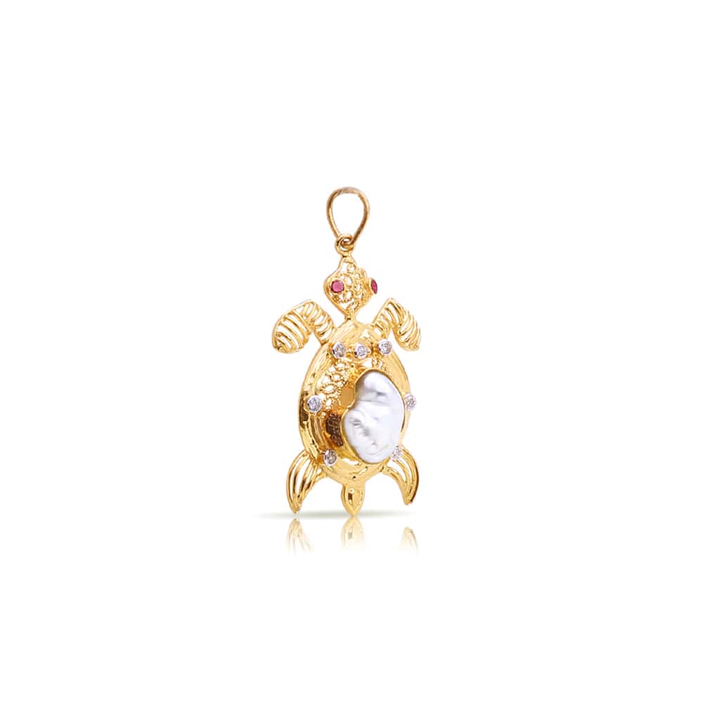 Turtle Pearl Gold Pendant