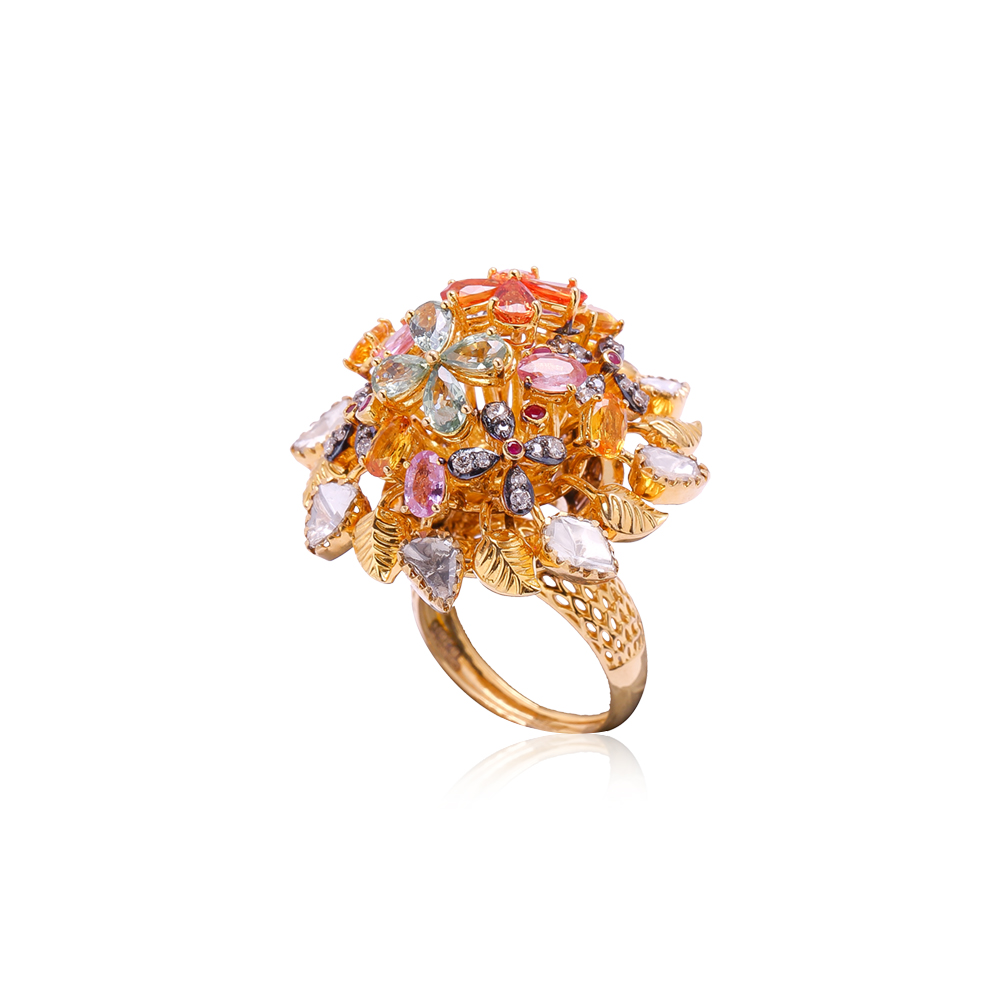 Clustered Gemstone Cocktail Ring