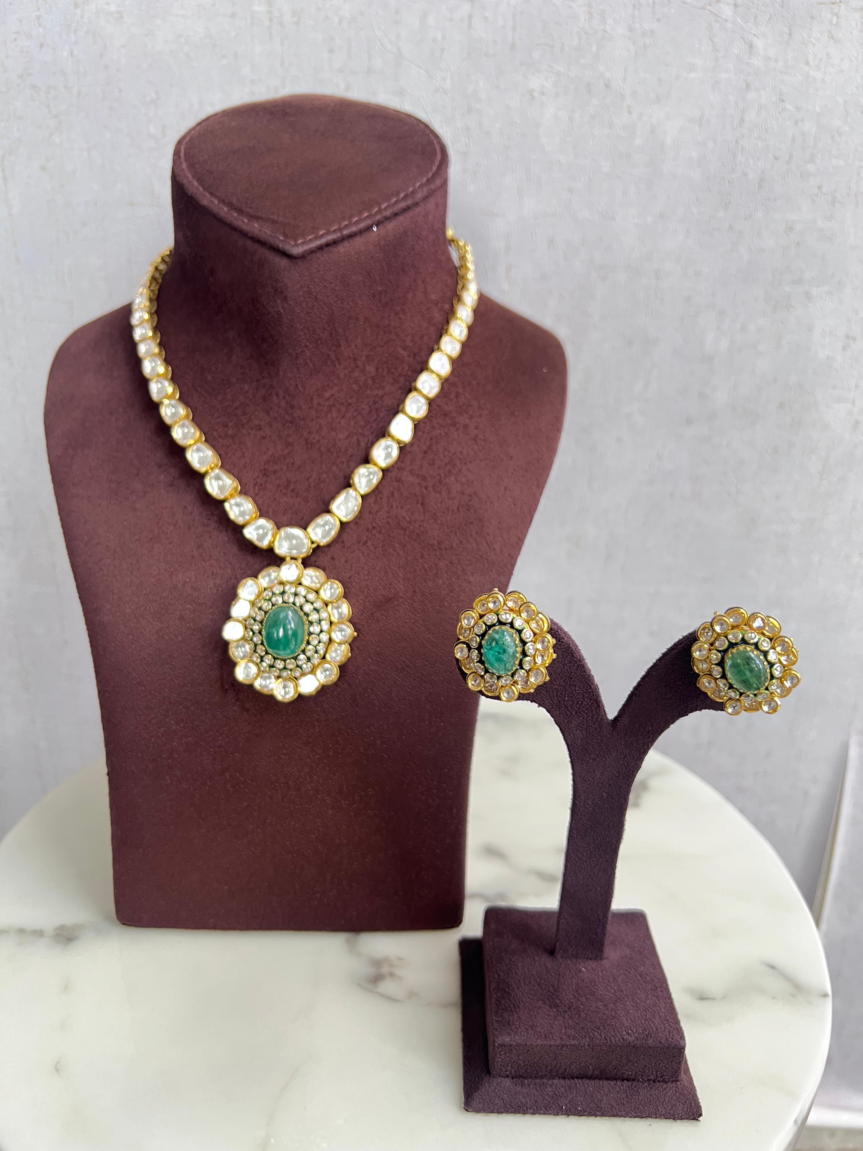 Classic Polki Necklace set With Kundan setting