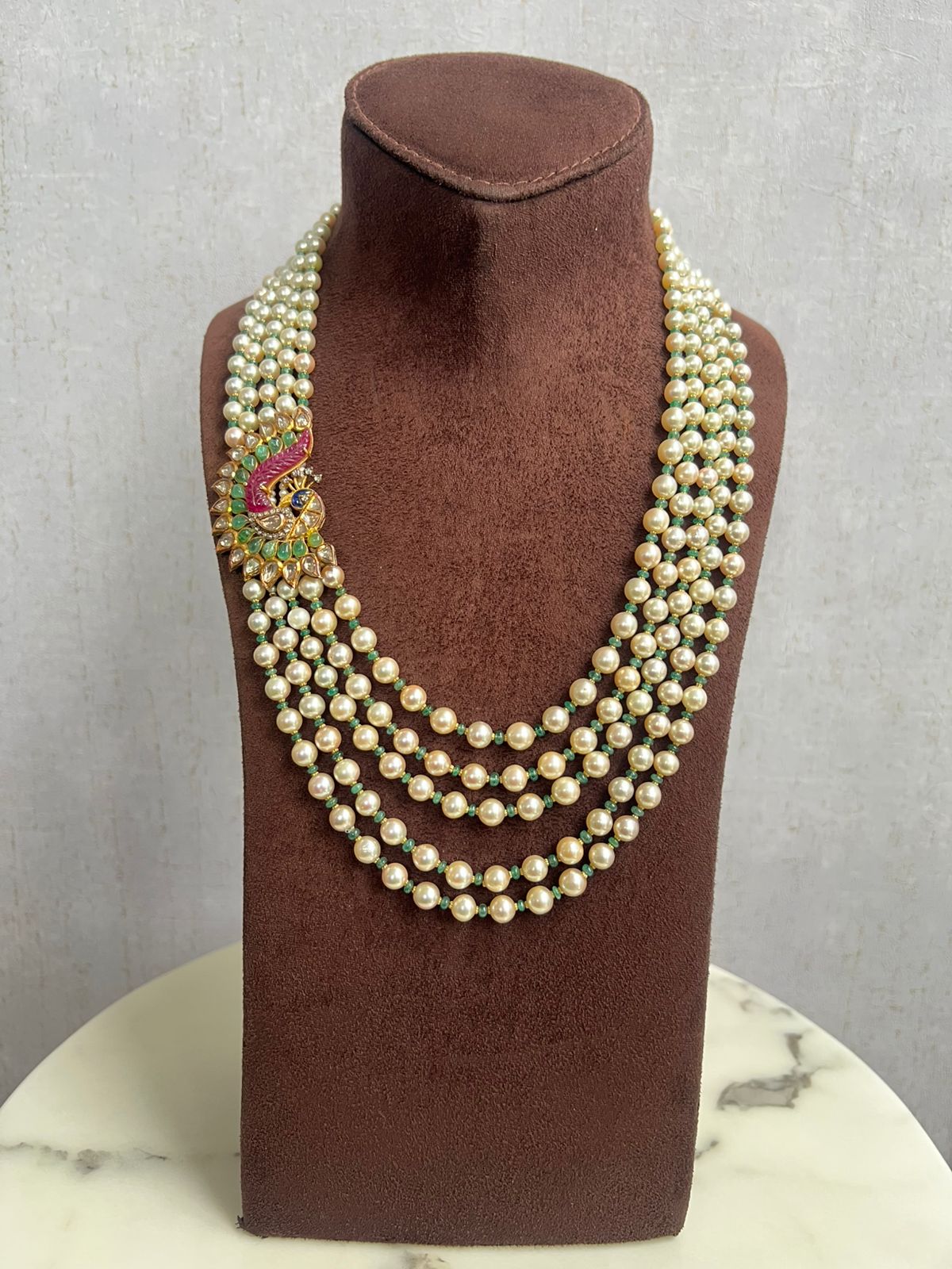 Unisex Pearl Haram with Pecock Pendant