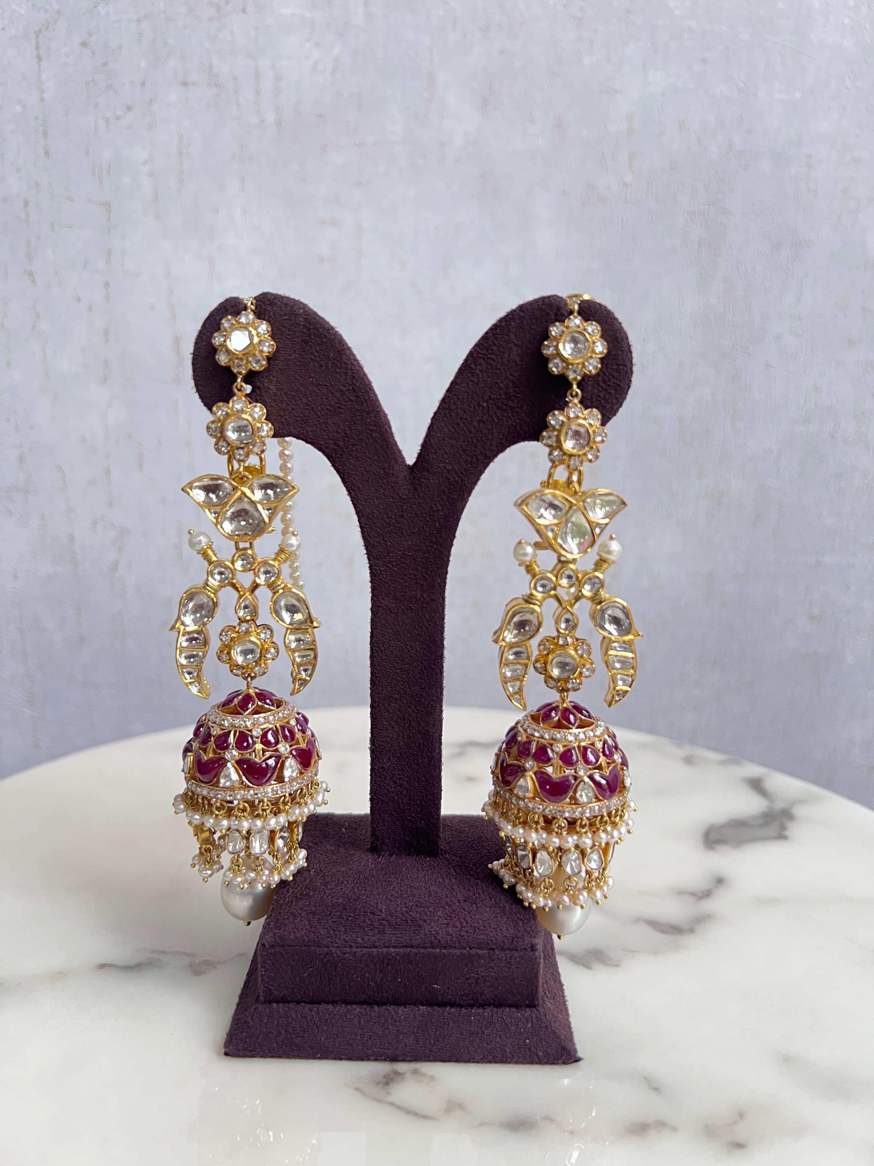 Kundan Jumkies with Mati and Ruby
