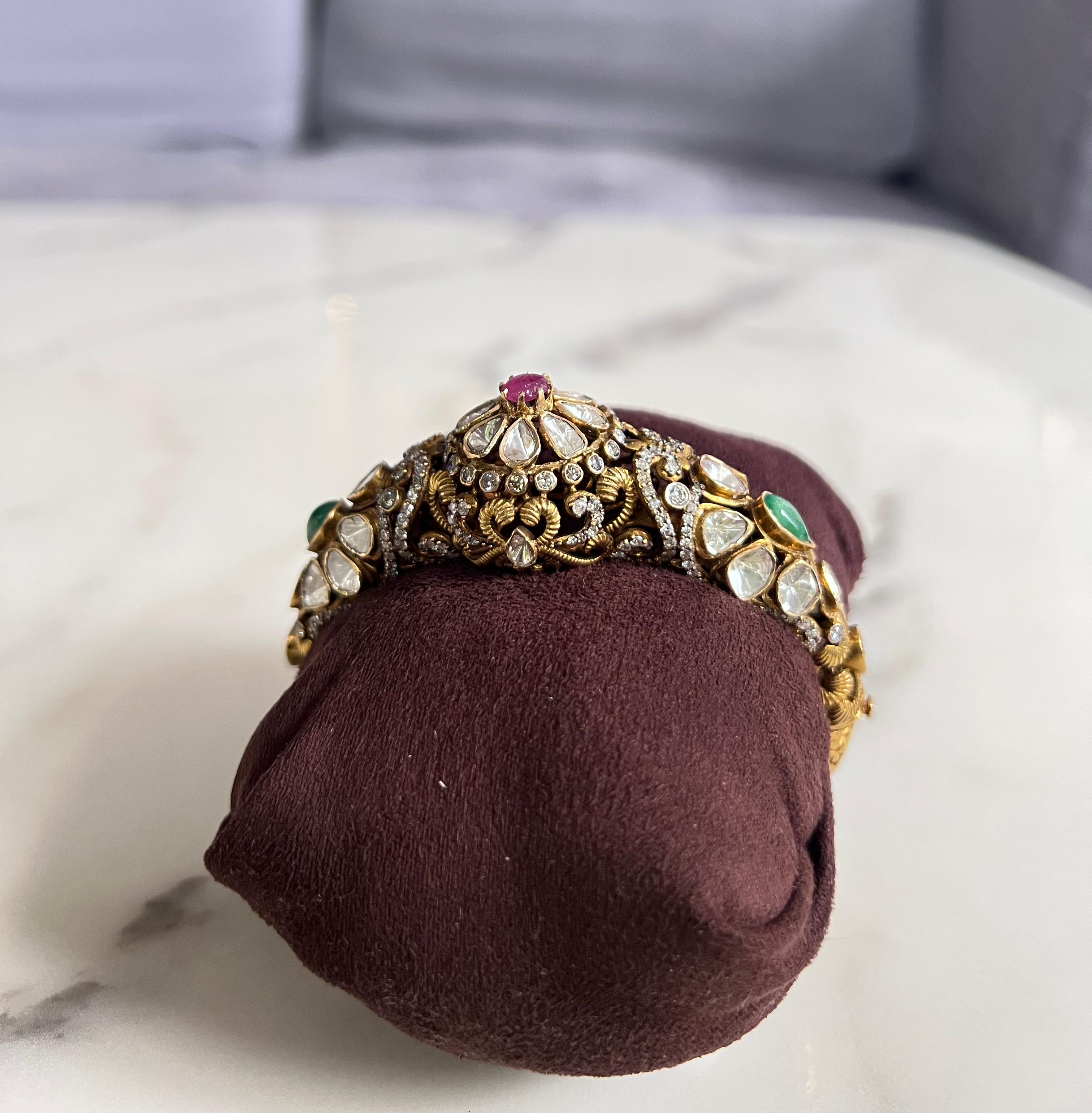 Polki Kada With Ruby and Emerald