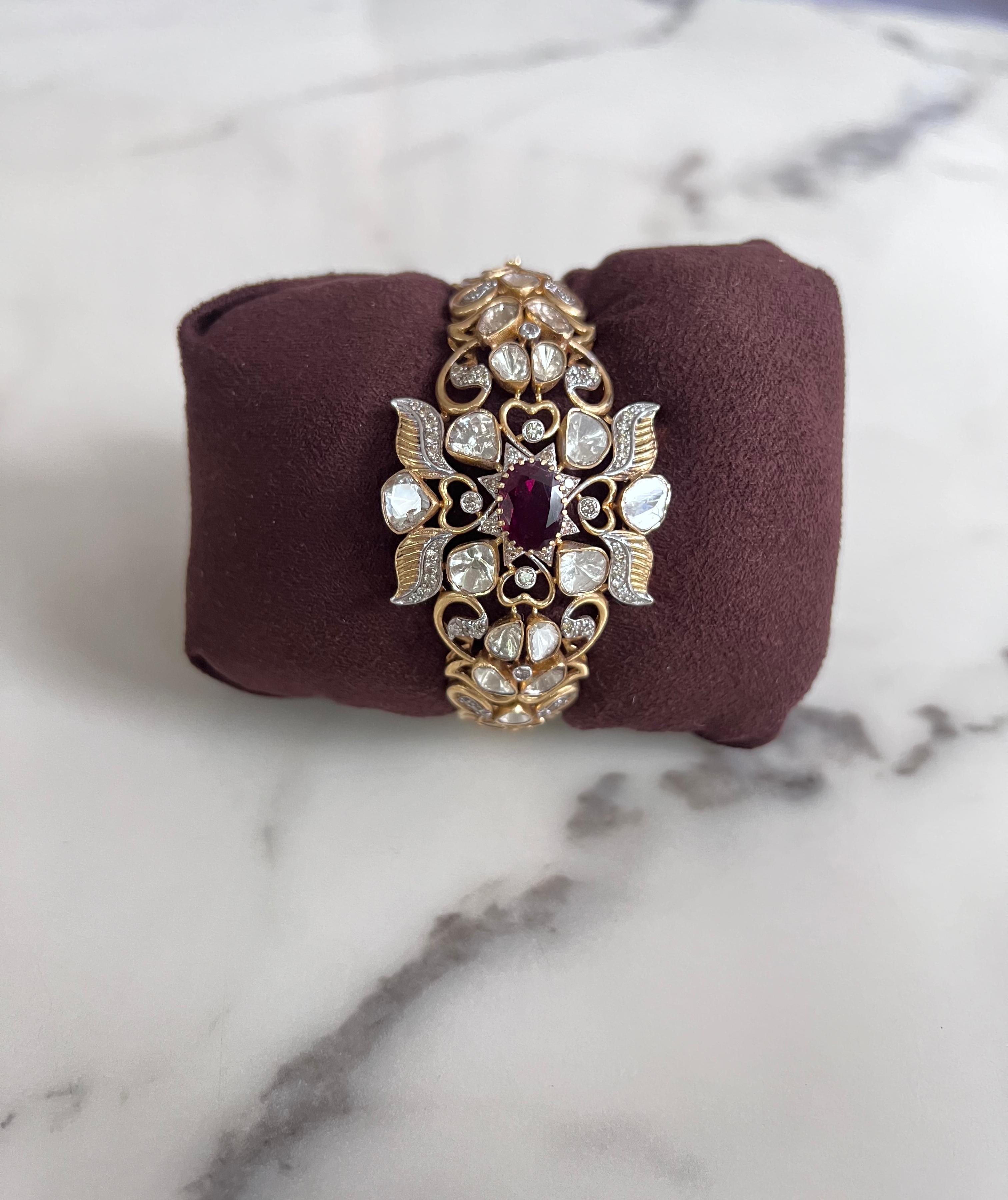 Nature Inspired Polki Bracelet with Tourmaline