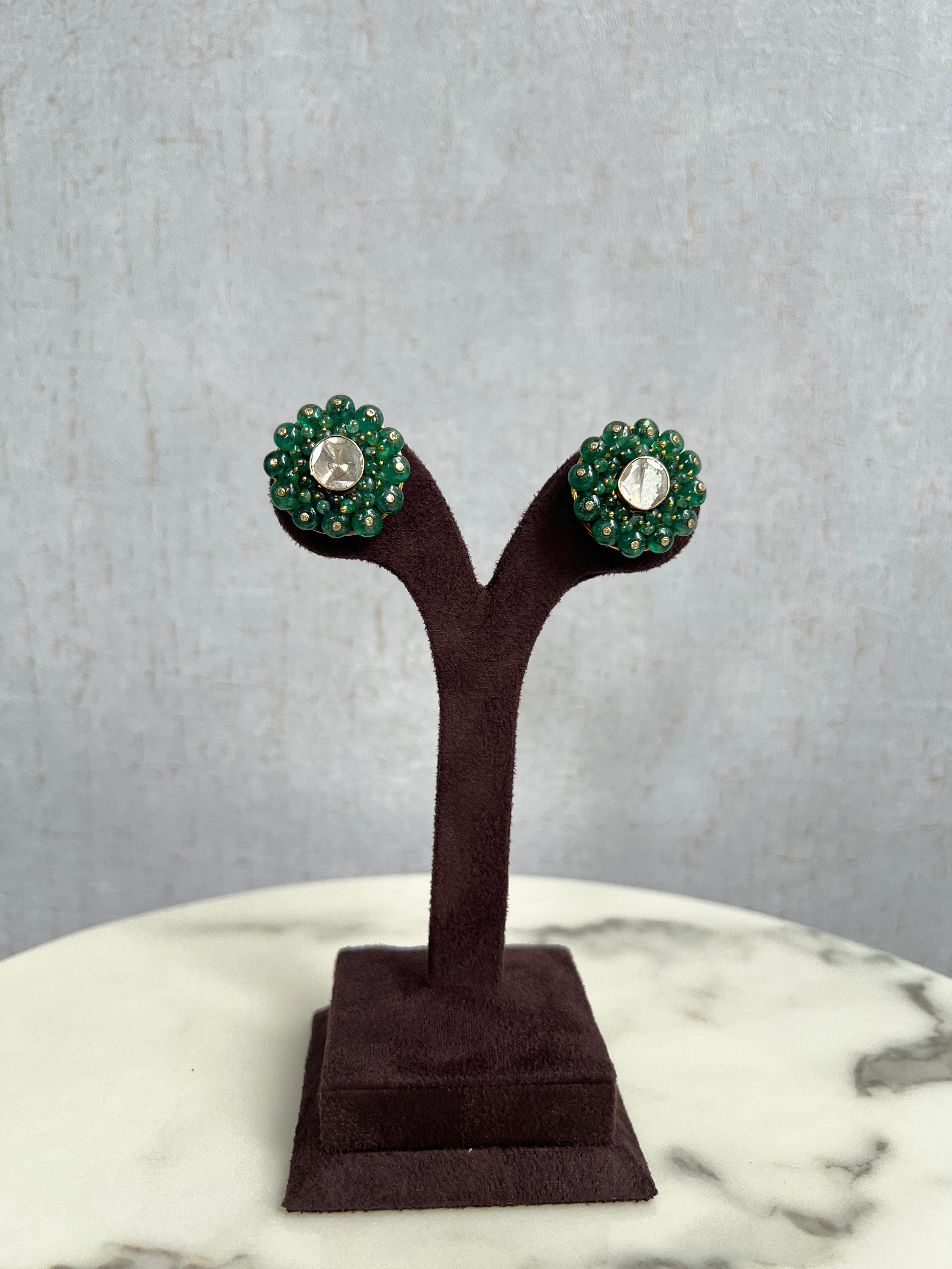 Cocktail Studs with Zambian Emerald Beads