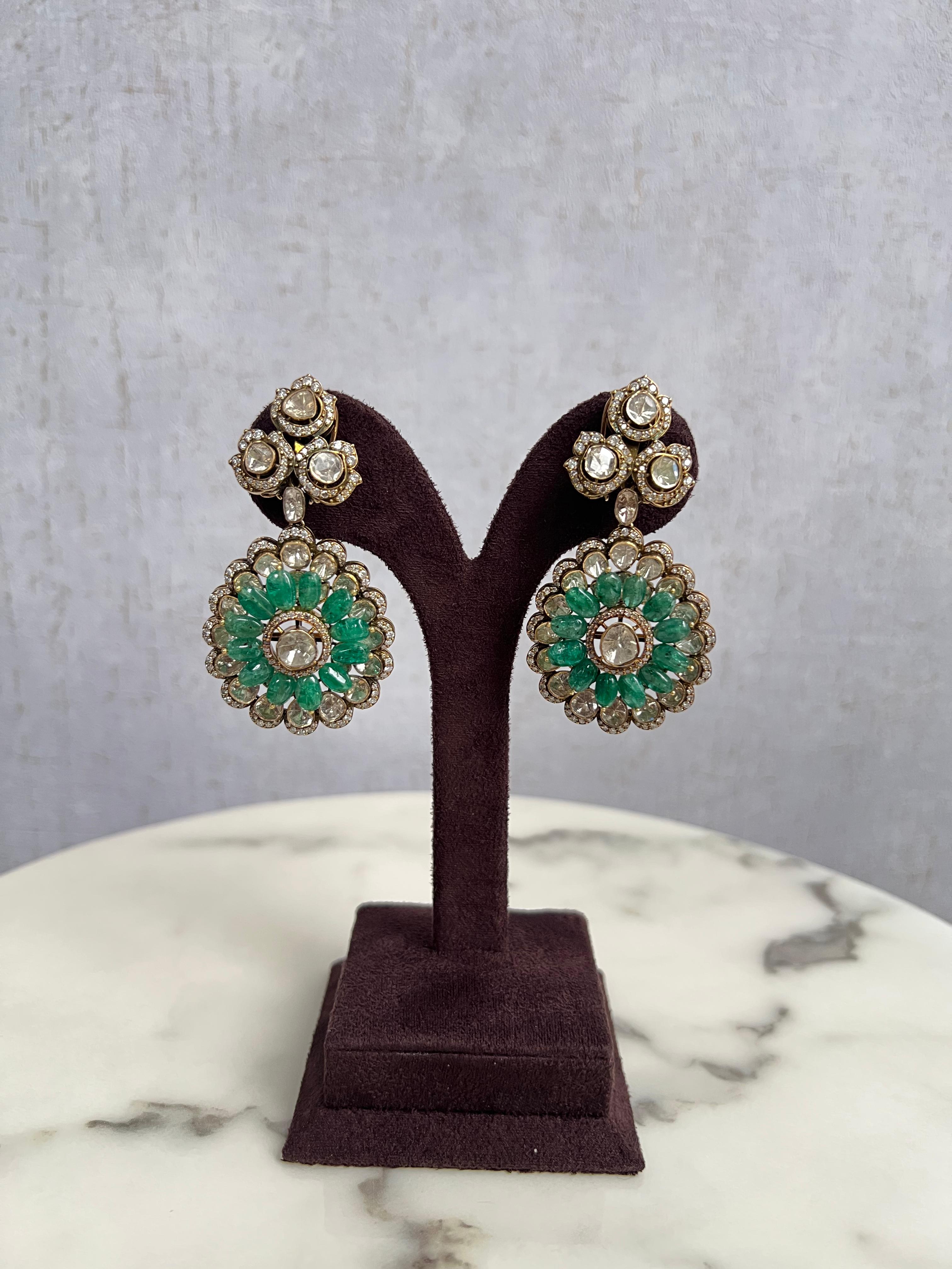 Floral Victorian with Studded Emerald Beads