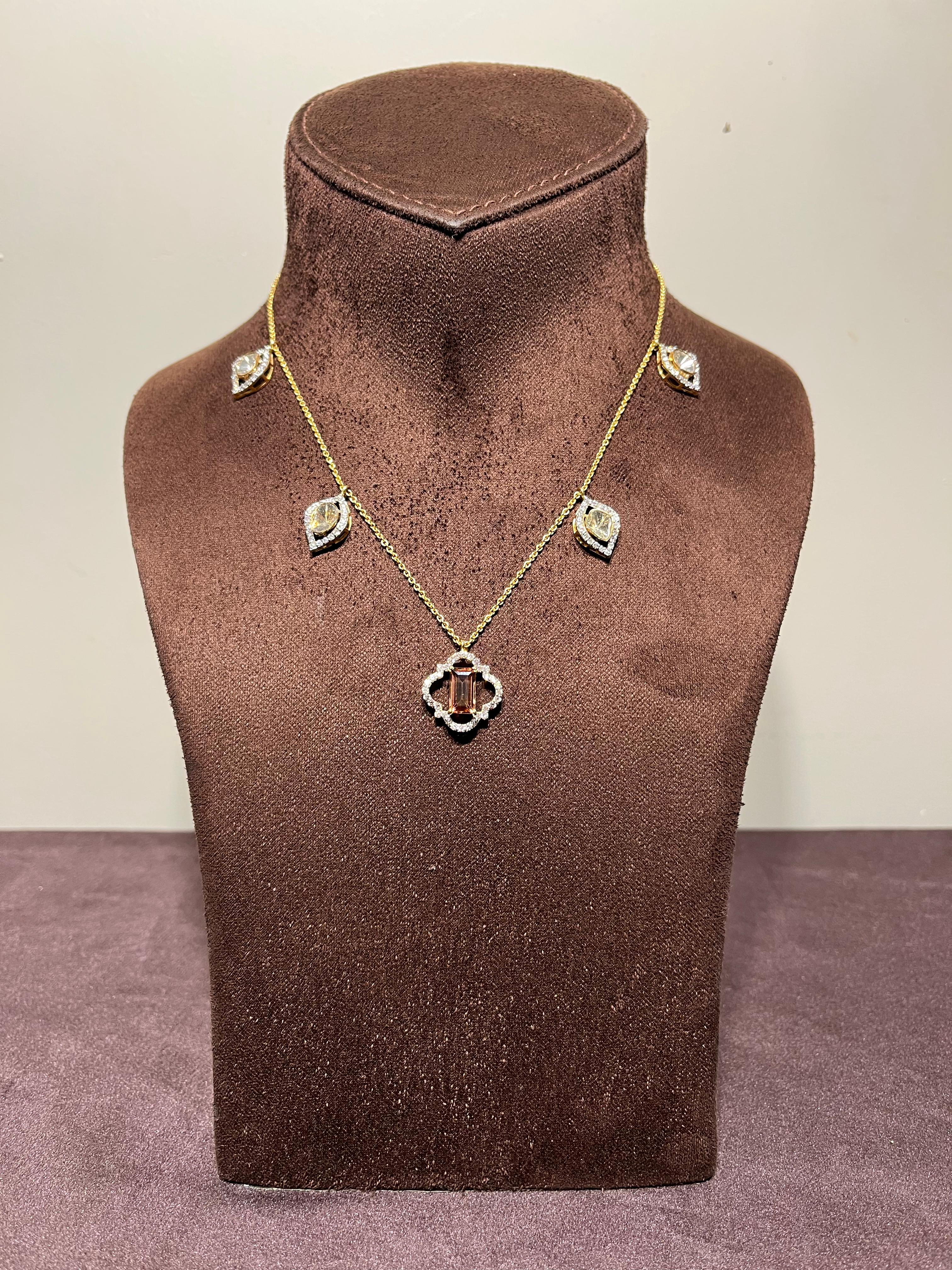 Intricate Polki Necklace with Tourmaline