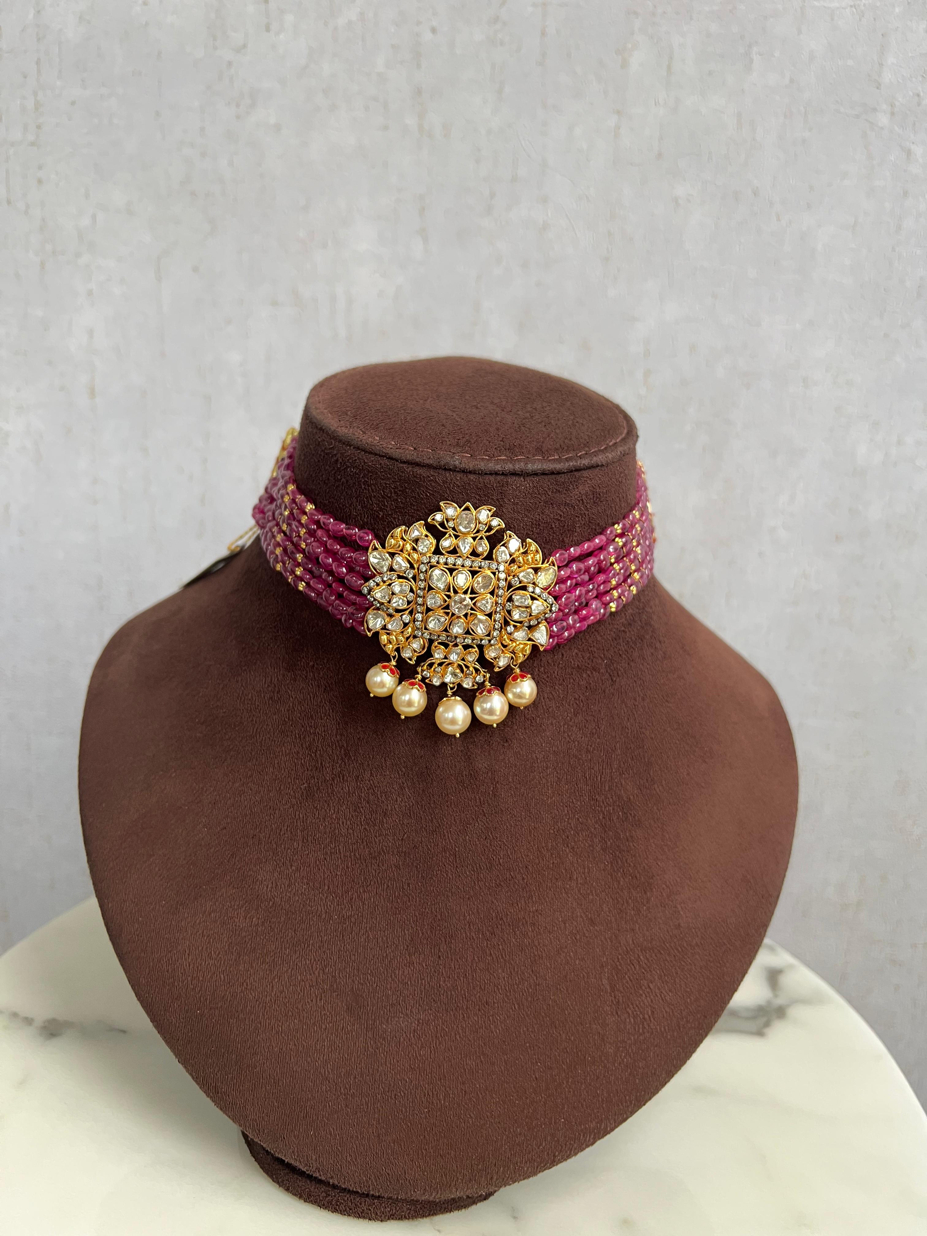 Polki Choker with Ruby Beads Polki Choker with Ruby Beads