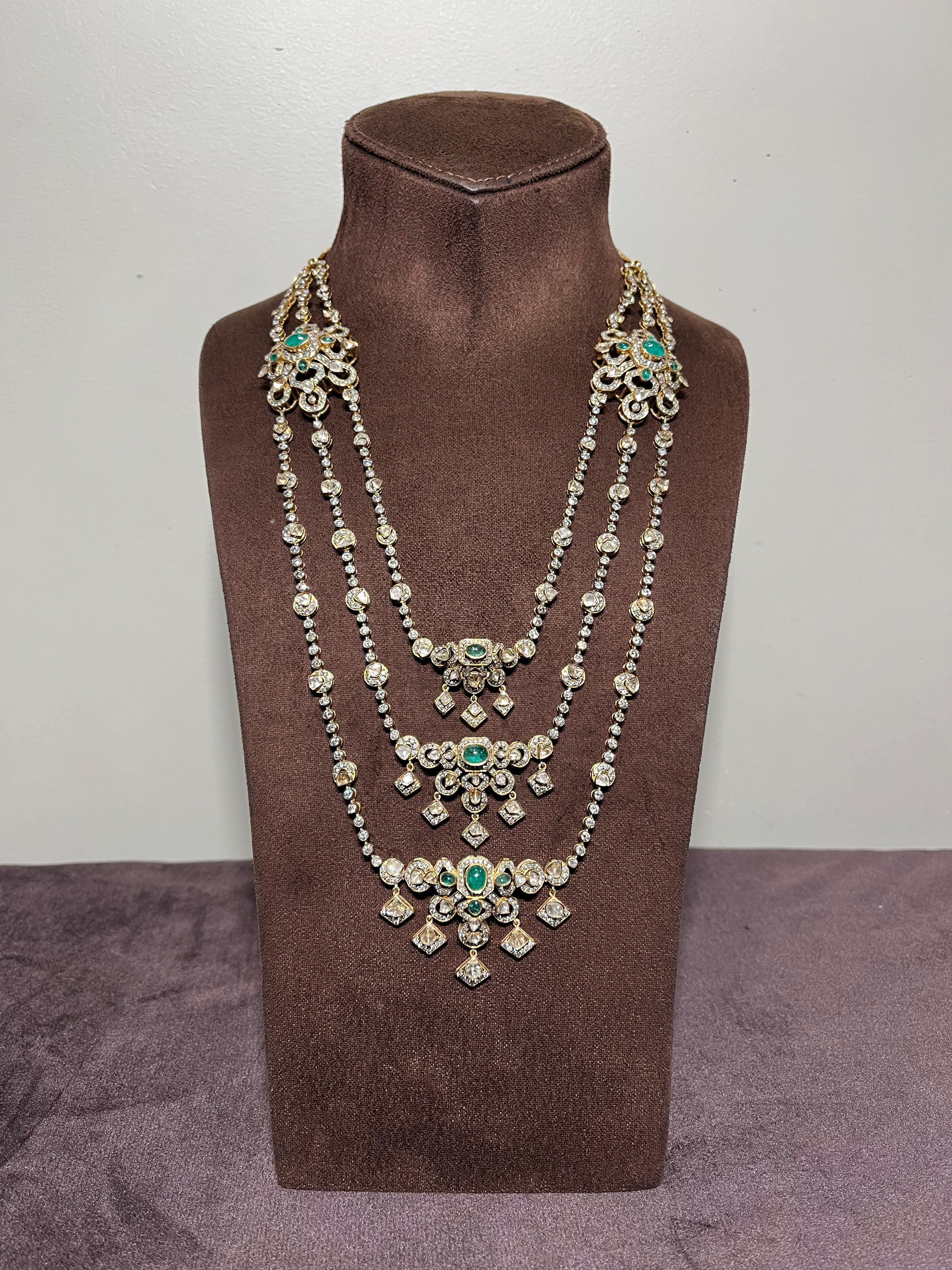 3 Rows Traditional Victorian Haram with Emerald
